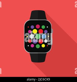 Smart Watch, flaches Konzept mit langem Schatten Stock Vektor