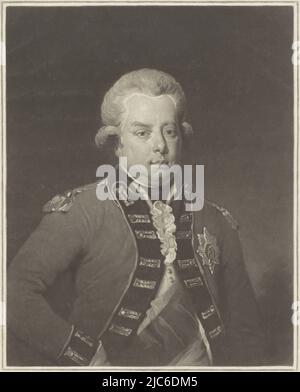 Porträt von William V. am unteren Rand sein Name und Titel., Porträt von William V., Prinz von Oranien-Nassau, Druckerei: Charles Howard Hodges, London, 1783 - 1837, Papier, H 419 mm × B 302 mm Stockfoto