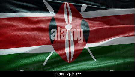 Hintergrunddarstellung der Nationalflagge Kenias. Symbol des Landes. Stockfoto