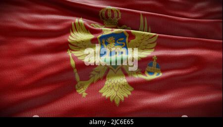 Hintergrund der Nationalflagge Montenegros. Symbol des Landes. Stockfoto