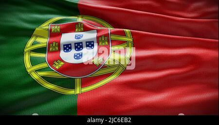 Hintergrunddarstellung der portugiesischen Nationalflagge. Symbol des Landes. Stockfoto