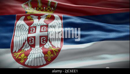 Hintergrunddarstellung der serbischen Nationalflagge. Symbol des Landes. Stockfoto