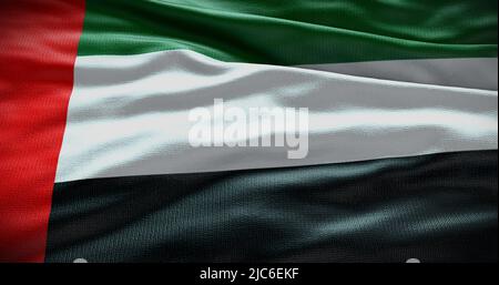 Hintergrunddarstellung der Nationalflagge der Vereinigten Arabischen Emirate. Symbol des Landes. Stockfoto