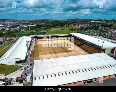 Außerhalb der Saison wurde der Platz gesät und geschliffen Stockfoto