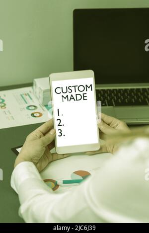 Schreiben Anzeige Text Custom Made. Wort für etwas wird getan, um für eine bestimmte Kundenorganisation zu bestellen -47563 Stockfoto