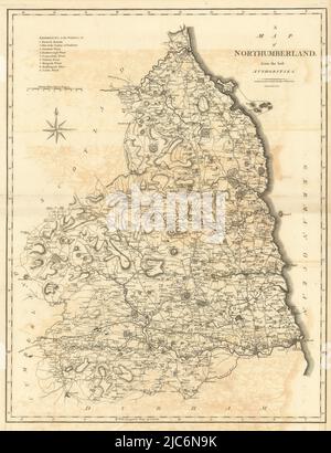 'Eine Karte von Northumberland von den besten Behörden'. County-Karte. CARY 1806 Stockfoto