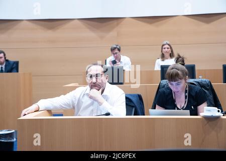 Brüssel, Belgien. 10.. Juni 2022. Der Historiker Maarten Couttenier, der am Freitag, den 10. Juni 2022, während einer Sitzung einer sonderkommission zum Unabhängigen Staat Kongo und zur belgischen Kolonialvergangenheit (Kongo, Ruanda und Burundi) im Bundestag in Brüssel abgebildet wurde. BELGA FOTO JULIETTE BRUYNSEELS Kredit: Belga Nachrichtenagentur/Alamy Live News Stockfoto