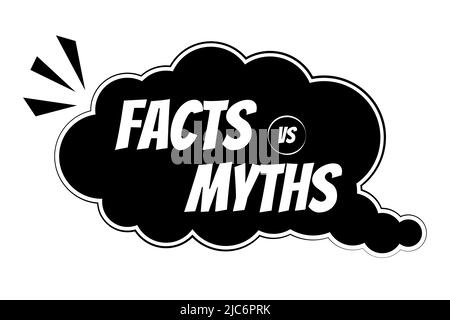 Mythen vs Fakten Vektor-Illustration auf weißem Hintergrund Dünne Linie Sprechblasen mit Fakten und Mythen Sprechblase Symbole Konzept der gründliche Fakten-chec Stock Vektor