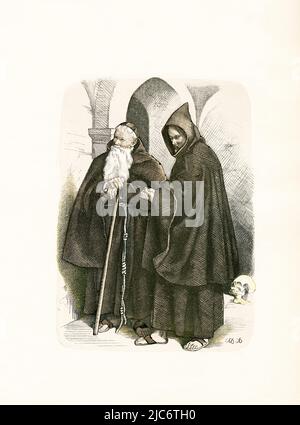 Kapuziner, monastischer Orden, Ende 19.. Jahrhundert, Illustration, die Geschichte des Kostüms, Braun & Schneider, München, Deutschland, 1861-1880 Stockfoto