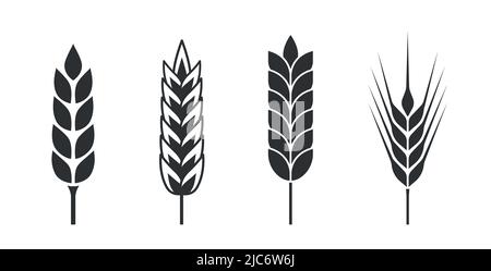 Verschiedene Gewinn Weizen Gerste Symbole Landwirtschaft Vektor Illustration Icon set Stock Vektor