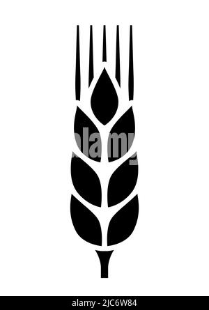 Symbol für die Vektordarstellung „reife Weizen- oder Getreideohren“ in der Landwirtschaft Stock Vektor