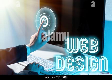 Konzeptionelle Darstellung Web Design. Internet-Konzept Wer ist verantwortlich für die Produktion und Wartung von Websites Team-Mitglieder Blick auf Whiteboard Stockfoto