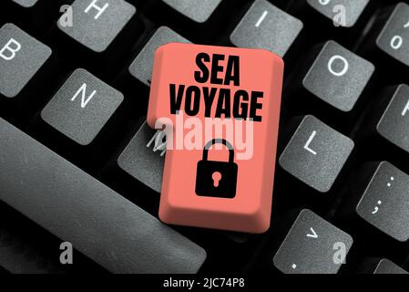 Schreiben mit Text Sea Voyage. Wort für das Reiten auf dem Boot durch Ozeane in der Regel für Küstenländer -49069 Stockfoto