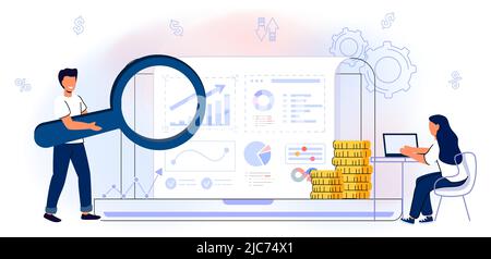 Budgetplanung Vektor-Illustration flaches Konzept Finanzbuchhaltung Berechnung finanzieller Einnahmen und Ausgaben Steuerpflichtige Steuerlast Besteuerung fiskalischer Poli Stock Vektor