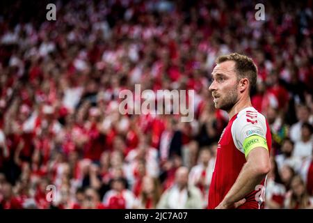 Kopenhagen, Dänemark. 10.. Juni 2022. Christian Eriksen (10) aus Dänemark beim UEFA Nations League-Spiel zwischen Dänemark und Kroatien im Park in Kopenhagen. (Foto: Gonzales Photo/Alamy Live News Stockfoto