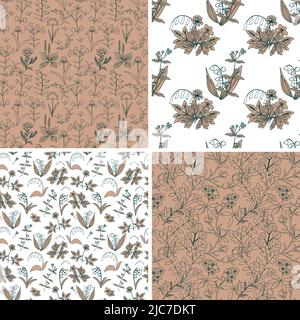 Nahtlose Vektor-Blumenmuster Set Stock Vektor
