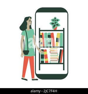 Mobile Bibliothek Einfache Vektordarstellung Stock Vektor