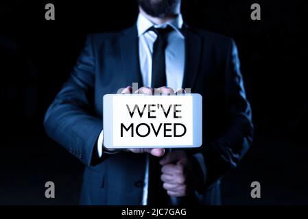 Konzeptionelle Bildunterschrift Weve ist umgezogen. Wort für das Leben von einem anderen gleichen oder anderen Land -47700 Stockfoto