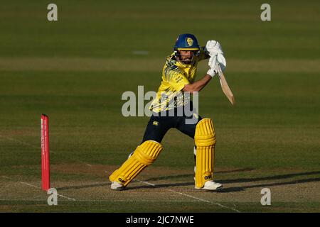 CHESTER LE STREET, Großbritannien Ned Eckersley von Durham Fledermäuse während der Vitality Blast T20 Spiel zwischen Durham County Cricket Club und Lancashire im Seat Unique Riverside, Chester le Street am Freitag 10. Juni 2022. (Kredit: Will Matthews | MI News) Kredit: MI News & Sport /Alamy Live News Stockfoto