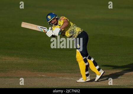 CHESTER LE STREET, Großbritannien Ned Eckersley von Durham Fledermäuse während der Vitality Blast T20 Spiel zwischen Durham County Cricket Club und Lancashire im Seat Unique Riverside, Chester le Street am Freitag 10. Juni 2022. (Kredit: Will Matthews | MI News) Kredit: MI News & Sport /Alamy Live News Stockfoto