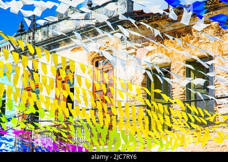 Cachoeira, Bahia, Brasilien - 26. Juni 2019: Stadtdekoration für Sao Joao Party, Cachoeira City, Bahia. Stockfoto