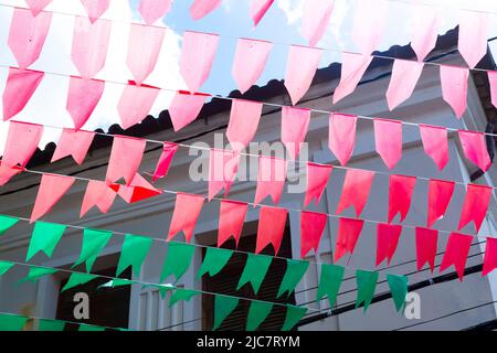 Cachoeira, Bahia, Brasilien - 26. Juni 2019: Stadtdekoration für Sao Joao Party, Cachoeira City, Bahia. Stockfoto