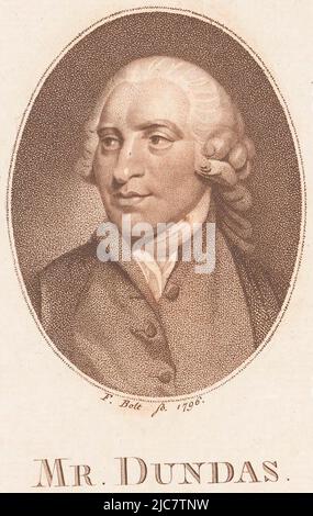 Porträt von Henry Dundas, 1. Viscount Melville, Druckerei: Johann Friedrich Bolt, (auf Objekt erwähnt), Berlin, 1796, Papier, H 158 mm - B 98 mm Stockfoto