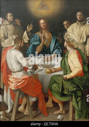 Das Abendmahl in Emmaus von Jacopo da Pontormo (1494-1557) Stockfoto