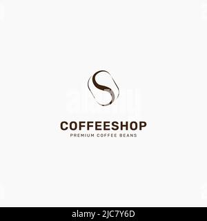 Logo Initialen Buchstaben S und Kaffeebohnen. Minimalistisches Kaffee-Logo, geeignet für Cafés, Restaurants, Verpackungen und Kaffee-Unternehmen.Vektor-Illustration Stock Vektor