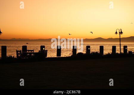 Blick auf Kapstadt bei Sonnenuntergang Stockfoto