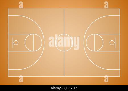 Basketballplatz Grenzen. Draufsicht von oben von der Basketballfeld-Linie Stockfoto