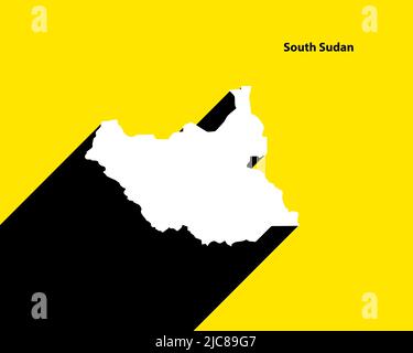 Südsudan Karte auf Retro-Poster mit langem Schatten. Vintage-Zeichen einfach zu bearbeiten, zu bearbeiten, zu ändern oder zu färben. Stock Vektor