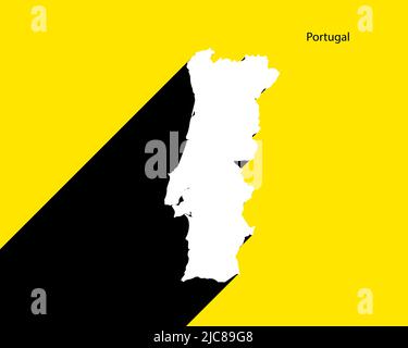 Portugal Karte auf Retro-Poster mit langem Schatten. Vintage-Zeichen einfach zu bearbeiten, zu bearbeiten, zu ändern oder zu färben. Stock Vektor