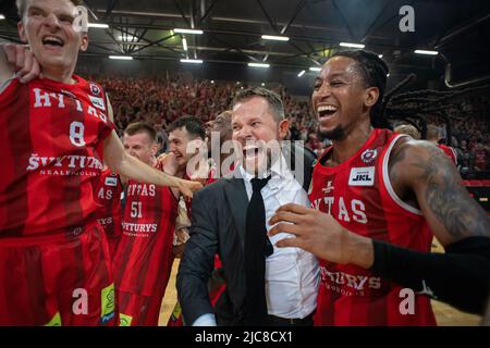 2022-06-07. Litauische Basketball-Liga. Rytas - Lietkabelis - 79:76 Uhr. Stockfoto