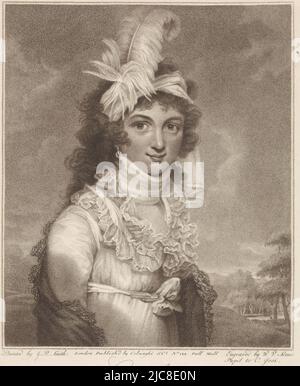 Porträt der englischen Prinzessin Caroline Amalia Elisabeth von Braunschweig-Wolfenb, Druckerei: Willem van Senus, (auf Objekt erwähnt), nach: John Raphael Smith, (auf Objekt erwähnt), Verlag: Colnaghi & Co, (auf Objekt erwähnt), Verlag: London, Verlag: Amsterdam, 1798, Papier, Radierung, H 309 mm × B 232 mm Stockfoto