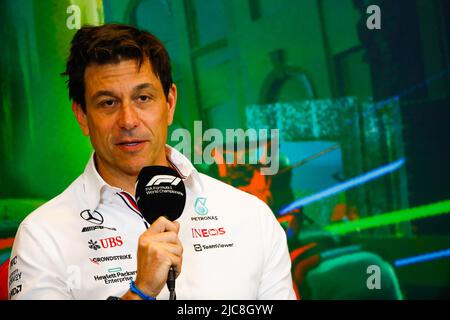 WOLFF Toto (aut), Teamchef & CEO des Mercedes AMG F1 Teams, Portrait Pressekonferenz während des Formel 1 Großen Preises von Aserbaidschan 2022, 8. Runde der FIA Formel 1 Weltmeisterschaft 2022, auf dem Baku City Circuit, vom 10. Bis 12. Juni 2022 in Baku, Aserbaidschan - Foto DPPI Stockfoto