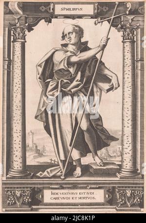 Philipp der Apostel S. Philippus Christus, die Apostel und Paulus, Druckerei: Dietrich Krüger, Deutschland, 1614, Papier, Gravur, H 320 mm × B 215 mm Stockfoto