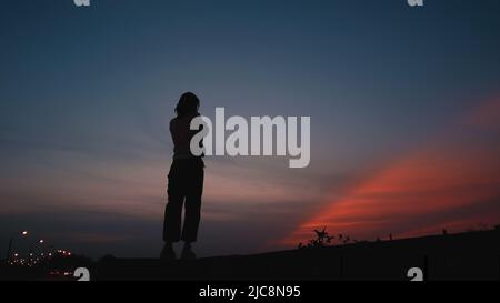 Girl Silhouette Moody Chill Vibe Hanoi Stockfoto
