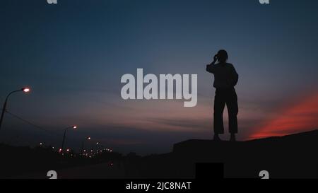 Girl Silhouette Moody Chill Vibe Hanoi Stockfoto