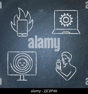 Doomscrolling-Konzept-Symbol auf dem Schwarzen Brett gesetzt. Lesen Nachrichten sucht Symbole. Vektorgrafik. Stock Vektor