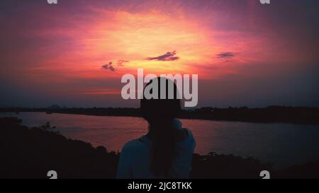 Girl Silhouette Moody Chill Vibe Hanoi Stockfoto