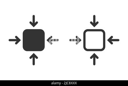 Kompaktes Symbol in flacher Form. Vektordarstellung auf isoliertem Hintergrund skalieren. Ändern der Größe der Schaltfläche Zeichen Geschäftskonzept. Stock Vektor