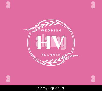 HV Initials Letter Hochzeit Monogram Logos Kollektion, handgezeichnete moderne minimalistische und florale Vorlagen für Einladungskarten, Save the Date, elegant Stock Vektor