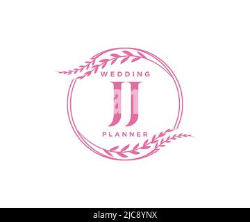 JJ Initials Letter Hochzeitslogos-Kollektion, handgezeichnete, moderne, minimalistische und florale Vorlagen für Einladungskarten, Save the Date, elegant Stock Vektor