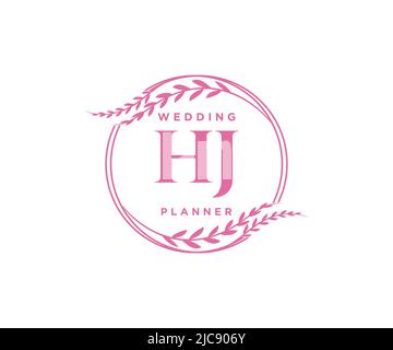 HJ Initials Letter Hochzeit Monogram Logos Kollektion, handgezeichnete moderne minimalistische und florale Vorlagen für Einladungskarten, Save the Date, elegant Stock Vektor