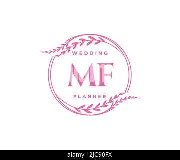 MF Initials Letter Hochzeit Monogram Logos Kollektion, handgezeichnete moderne minimalistische und florale Vorlagen für Einladungskarten, Save the Date, elegant Stock Vektor