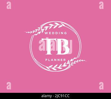 TB Initials Letter Hochzeitslogos-Kollektion, handgezeichnete, moderne, minimalistische und florale Vorlagen für Einladungskarten, Save the Date, elegant Stock Vektor