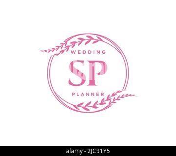 SP Initialen Brief Hochzeit Monogramm Logos Kollektion, handgezeichnete moderne minimalistische und florale Vorlagen für Einladungskarten, Save the Date, elegant Stock Vektor