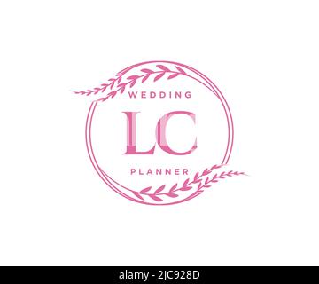 LC Initials Letter Hochzeit Monogram Logos Kollektion, handgezeichnete moderne minimalistische und florale Vorlagen für Einladungskarten, Save the Date, elegant Stock Vektor