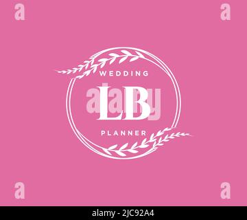 LB Initials Letter Hochzeit Monogram Logos Kollektion, handgezeichnete moderne minimalistische und florale Vorlagen für Einladungskarten, Save the Date, elegant Stock Vektor